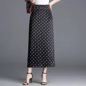 여자 스커트 치마 봄 일자 A라인 트임 데일리 힙업 도트 살구색 SPO마켓1