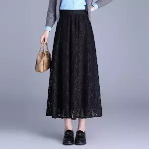 스커트 가을 펀칭 플리츠 레이스 쉬폰 여성패션 하이웨스트 A라인 슬림핏 DL3