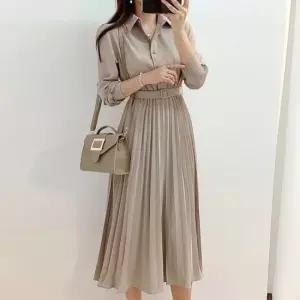 랩원피스 페미닌 허리벨트 플리츠 원피스 롱 하객룩 주름 여자