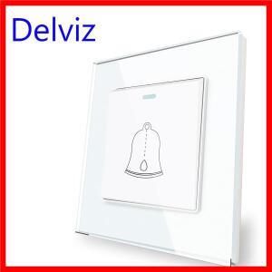 Delviz 벽 초인종 스위치, 크기 86mm * 가정용 알림 버튼 강화 유리 크리스탈 패널, 자동 재설정
