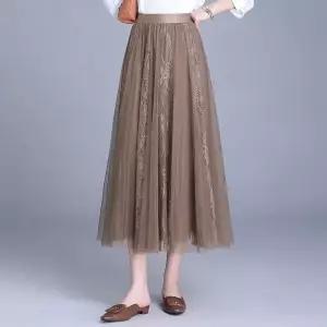 손오공 스커트 여사친 롱 망사 춘추 A라인 플리츠 슬림핏 데일리룩 레이스 KUK3