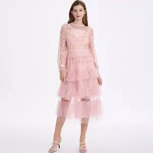 패브릭픽 스커트 여성용 망사 쉬폰 로맨틱 언니 레이스 HO1