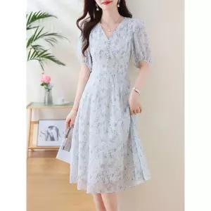 타노스원피스 여친 여름 데일리룩 쉬폰 브이넥 해변 바캉스 롱스커트 KUK1