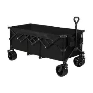 초대형 캠핑 웨건 왜건 트롤리 카트 외건 수납 트레일러 접이식 공원 블랙