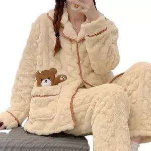 파자마파티 극세사 여성 토끼잠옷 수면 우정 커플 잠옷 파티 토끼옷 세트 겨울 후드 원피스