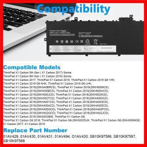 레노버 씽크패드 X1 카본 교체용 노트북 배터리, 5 세대 2017 6 01AV431 SB10K97588