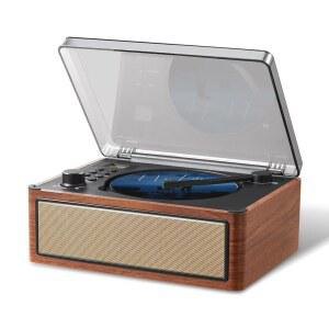 G Keni 레트로 CD 플레이어 붐박스, 블루투스가 내장된 듀얼 하이파이 스피커, 가정용 빈티지 나무 배터리 구동 휴대용 플레이어, AUX / USB 재생, FM 라디오 음악