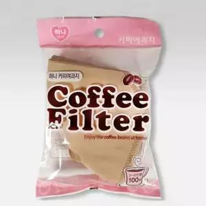 하니 커피필터 여과지 2-5인용 100매 드리퍼 핸드 드립 원두 아메리카노