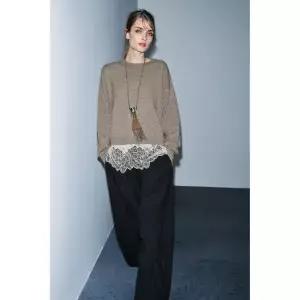 ZARA 콤비 니트 스웨터 - 샌드 / 그레이 {QHJ}