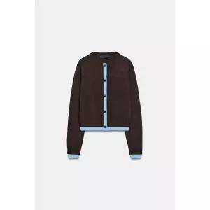 ZARA 콤비네이션 니트 재킷 - 브라운 {QHJ}