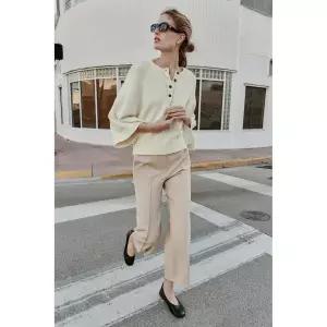 ZARA 와이드 슬리브 니트 스웨터 - 크림 {QHJ}