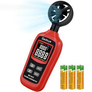 휴대용 풍속계, 게다예 디지털 풍속 및 온도 측정, 최대 /분 측정이 가능한 기류계, 날짜 보류, 세일링 서핑 드론 플라잉 RC 비행기 골프 촬영 HVAC