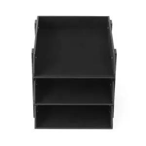 TBZ 3단형 블랙 가죽 서류보관 받침대 책상정리트레이