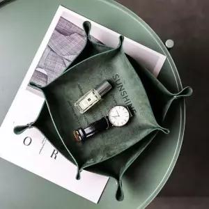 화장대 데스크 서랍 수납 정리함 가죽 트레이 소 그린