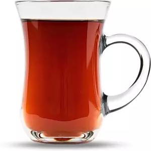 손잡이가 달린 예르시즈 터키 티 글라스 - 6개의 컵 슬림한 허리 디자인 두꺼운 밑창으로 차가 식지 않도록