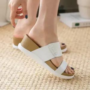 [분홍코끼리] 쫀득창) 헌터 가죽 탄력슬리퍼(6cm)