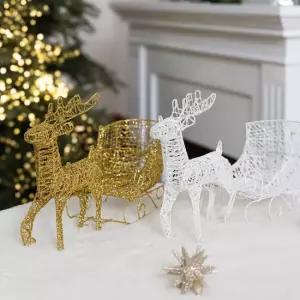 플라워트리 크리스마스 사슴 썰매 장식 세트 34x23cm 소품 용품