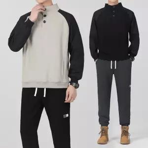 남성용 캐주얼 루즈핏 상의 세트 러닝 긴팔세트 봄가을 운동복 하이 트레이닝 폴라 admr3