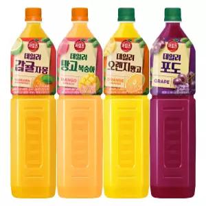 해태음료 과일촌 데일리 음료 1.5L 4종 각 1개씩(감귤자몽1/망고복숭아1/오렌지망고1/포도1)