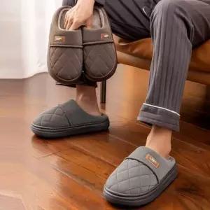 남성 방한 다이아 패턴 포인트 털기모 실내외 슬리퍼 WFFX443