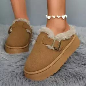 여성 2컬러 겨울 퍼 뮬 블로퍼 러블리 통굽 털슬리퍼 WFG0GB1