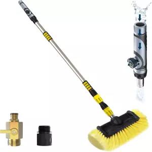 롱 핸들이 LAANPOLE 2피트 세차 브러시 2 소 브리스틀 및 비누 디스펜서가 RV용 텔레스코프 폴이 열 패널