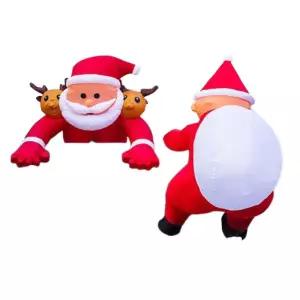 지붕타는 야외 산타클로스 장식 가방 산타 인형 풍선 2m 크리스마스 대형 사다리 건물 흰색