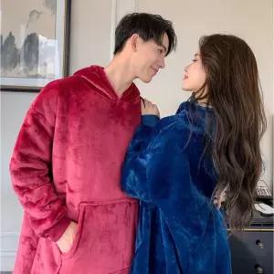 무릎 방한 후드 기모 용품 수면 겨울 잠옷 는담요 방콕 망토 입는 극세사 담요