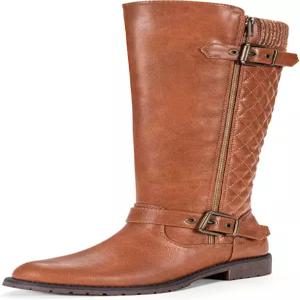 금속 버클과 넓은 종아리와 너비의 지퍼 부츠로 편안한 Josey 여성용 950 무릎 하이 라이딩 톨 부츠