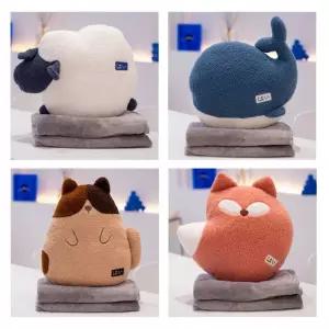 낮잠담요 따뜻한 극세사 동물 베개 쿠션담요 캐릭터 귀여운