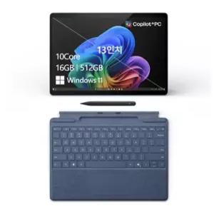 마이크로소프트 2024 서피스 프로 11 스냅드래곤 X 플러스, 사파이어, 512GB, 16GB, WIN11 Home, ZHY-00051, 8X6-00207