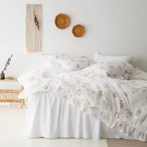 순면60수 플라워 프릴 호텔침구세트 신혼 혼수 꽃무늬 차렵이불세트 화이트 슈퍼싱글 퀸 킹