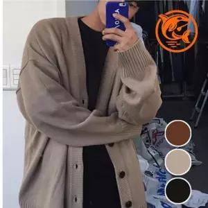 브이넥 남자 오버핏 가디건 봄 가을 캐주얼 긴팔 티셔츠