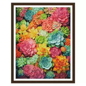 실십자수 꽃 입체느낌 75x95cm 면사 도안 세트 자연 패키지 3가닥자수