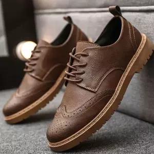 [골드스마일]남자 로퍼 윙팁 브로그 장식 도톰 러버솔 정장로퍼 구두 남성화