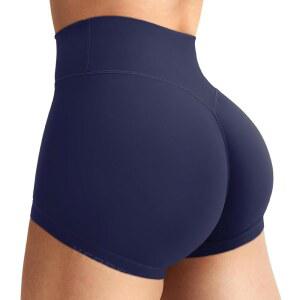 여레오 여성 바이커 반바지 2 5인치 노 프론트 심 엘리시나 하이 웨이스트 히든 스크런치 운동 요가 러닝