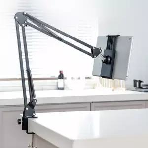 집게형 거치대 폰거치대 자바라 관절 높이조절 클램프거치대 태블릿용 용스탠드 핸드 패드 갤럭시탭 탠드