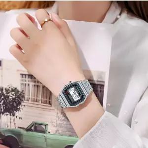 데일리 심플 사각 전자시계 손목시계 메탈 남녀공용 커플 학생