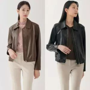 지센 여성 비건레더 스탠카라 집업 자켓 LCJKO921