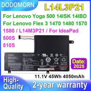 DODOMORN 노트북 배터리 Lenovo IdeaPad 500S 510S-14ISK Flex 3 1470 요가 14IBD L14M3P21 45Wh