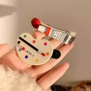 헤어클립 파레트 머리묶기 헤어아이템 물감 집게