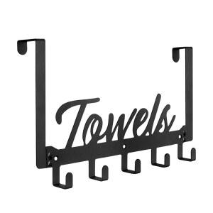 문고리 너머의 아즈몬시, 욕실용 수건걸이용 수건걸이, 튼튼한 걸이용 침실 욕실 주방용 코트고리 5개 포함, 검은색