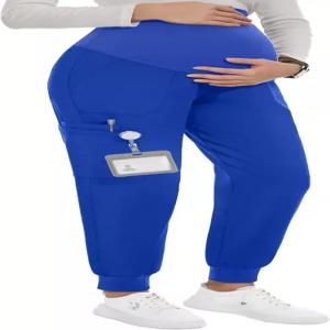 팩브리즈 여성용 임부용 스크럽 6포켓 작업복 조거 임신 바지 S-XXL(로열 블루 미디엄)
