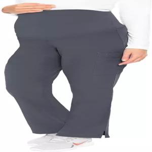 메드 꾸뛰르 여성용 부드러운 스트레치 임신 스크럽 팬츠 3 포켓 부츠 컷 니트 허리밴드 - MC8727