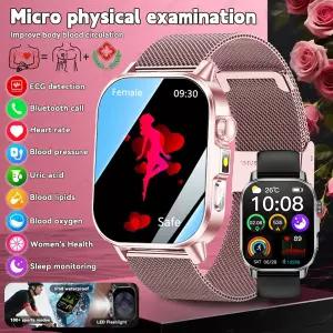호환  2026년형 마이크로 신체검사 건강 스마트워치 혈압 요산 혈중지질 측정 기능이 있는 여성용 플래시라