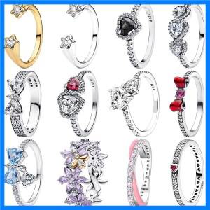 오리지널 925 실버 샤이니 하트 모양 젬 보타이 미니멀리스트 데일리 웨어 커플 다이아몬드 아트 에나멜 링