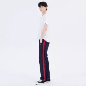 국내생산 굵은 한줄 네이비 레드라인 츄리닝 체육복 학교 바지