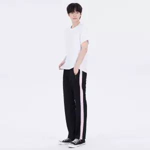 국내생산 굵은 한줄 블랙 핑크라인 츄리닝 체육복 학교 바지