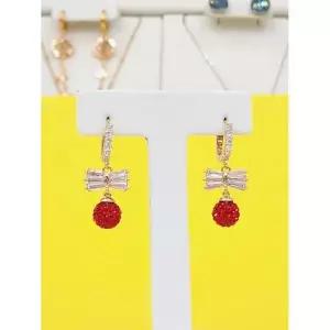 [하프클럽/로뎀 주얼리]로뎀 세이브존05 Premium 스왈 리본 볼 원터치 귀걸이(레드)2 RRDB24020237