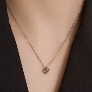 [루메] 큐브 사각형 큐빅 팬던트 목걸이 LMSTNN009